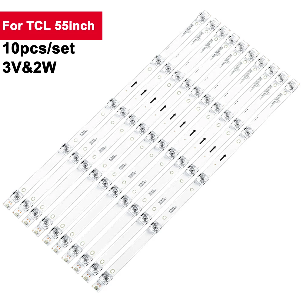 

10Pcs/Set 3V 2W LED Backlight TV For TCL ROWA 55inch JS-D-JP55EU-051EC JS-D-JP55EU-01EC TV Light Strip 55QHQJP