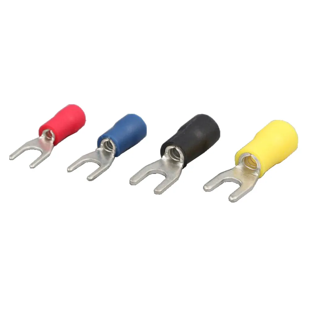 100PCS/LOT aislamiento terminal red copper SV14-6-8  cold pressing end head fork-shaped insulated end head u-shaped end head