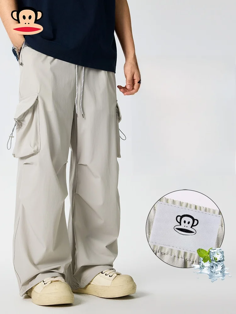 

PaulFrank Breathable Lightweight Men's Cargo Pants Summer Casual Loose Fit Long Trousers Comfortable Polyester Blend Workwear