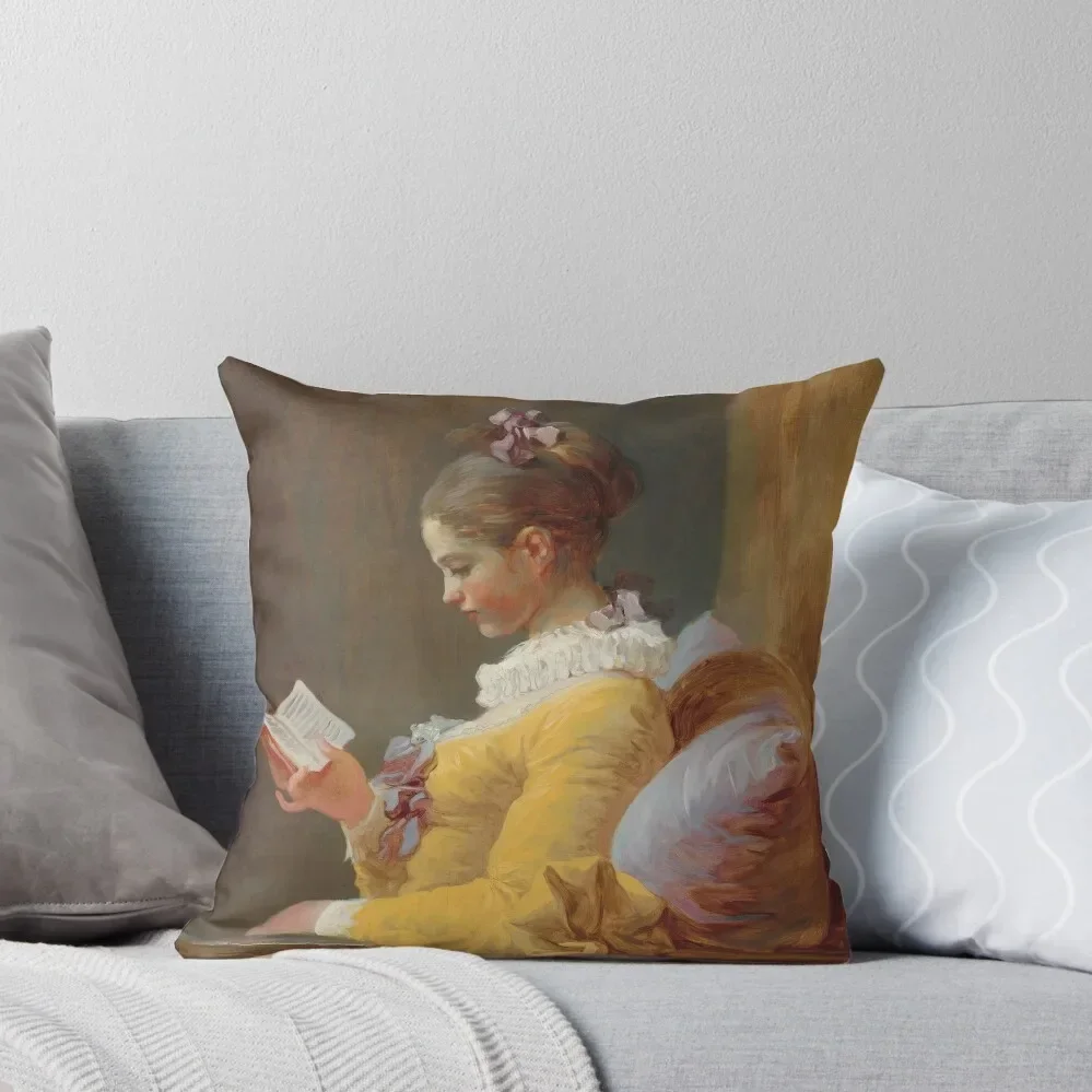 A Young Girl Reading - Jean-Honoré Fragonard Throw Pillow Cushion Cover Set Sofa Cushions pillow