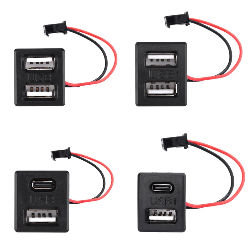 1/5 pz nero doppio strato Usb femmina Base tipo-C presa e femmina presa di ricarica lampada Usb presa di corrente con connettore del cavo