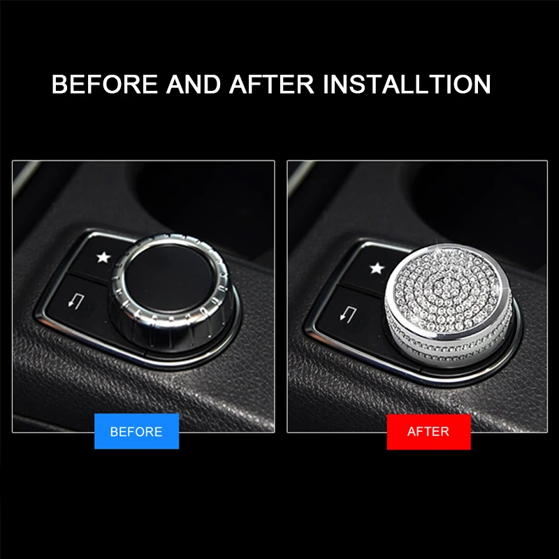 Crystal Shiny Diamond For Mercedes Benz A B W212 GLK GLA CLA ML GL Car Center Console Multimedia Button Decoration Trim Cover