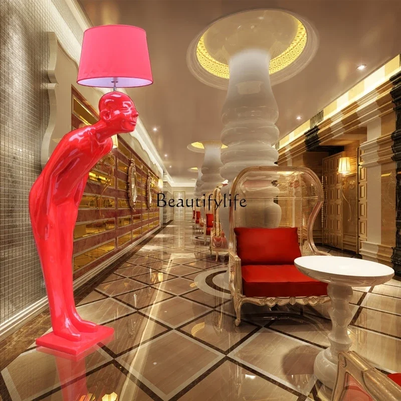 

z.Lucky FRP Bow Welcome Figure Sculpture Shopping Mall Floor Ornaments Luminous
