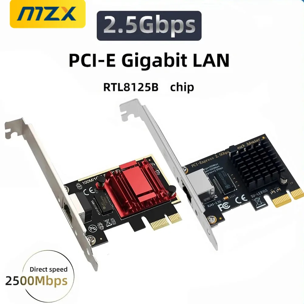 

Сетевая карта PCIE 2500 Мбит/с RJ45 с чипом RTL8125B, 2.5G Ethernet, гигабитный проводной LAN-адаптер PCI-E для игровых компьютеров