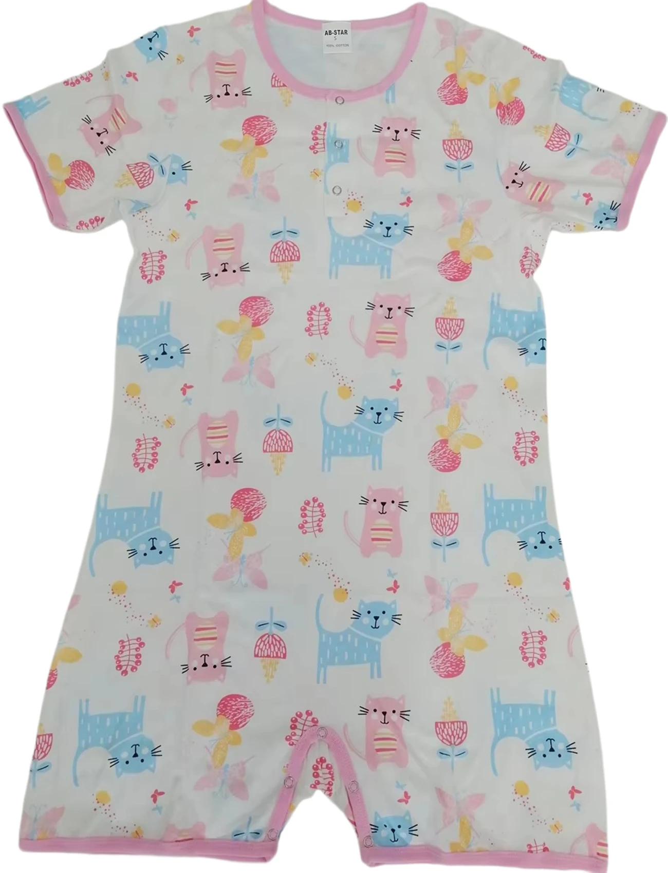 Mèo Hồng Bodysuit Kèm Chân Váy/Người Lớn Onesie/Người Lớn Bodysuit/Người Lớn Bé Romper Áo Liền Quần Đùi/Abdl Quần Áo/in Hình Người Lớn Bodysuit