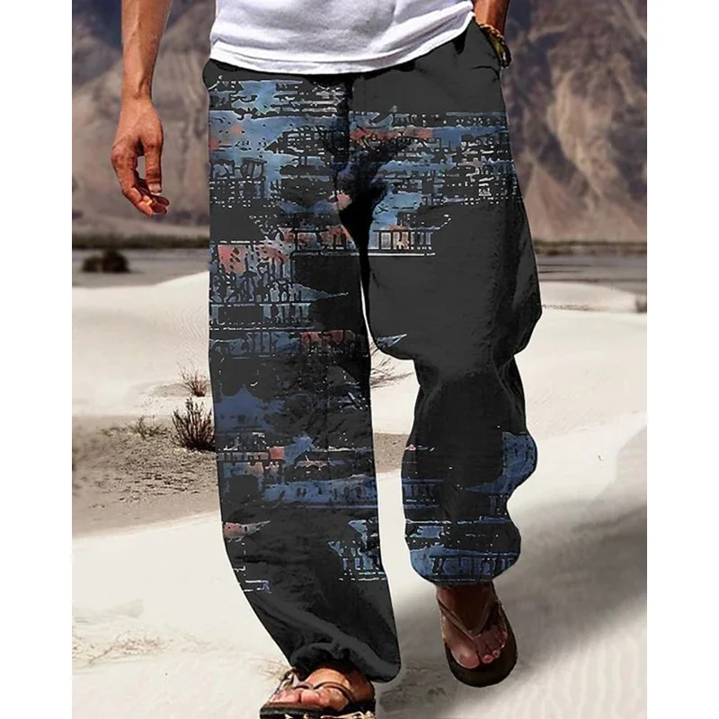 Bohemian Style Loose - Fit Men's Pants With Unique Digital Pattern - Comfortable And Fashionable Trousers