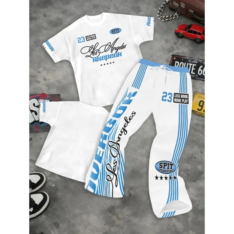 3D new personalized printed quick drying breathable adult children's short sleeved pants casual sports suit