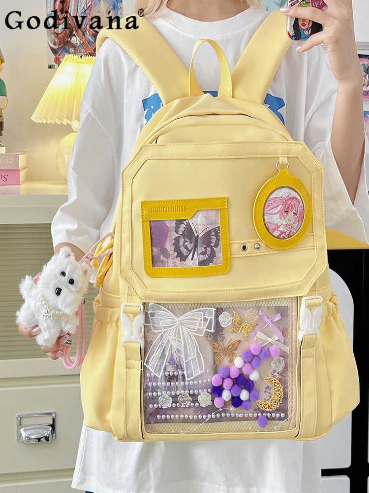 

Sweet Cute Girl High-Value Dopamine Large Capacity Backpack Japanese Ins Style Casual Commuting Versatile Shoulder Pain Bag