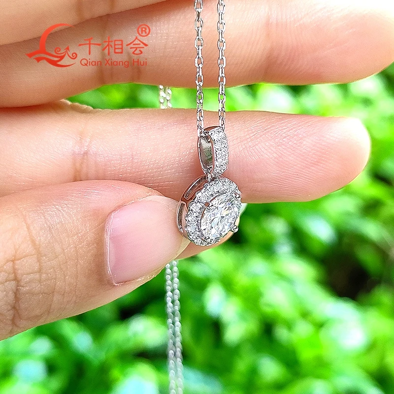 10 มม.S925 เงิน 6.5 มม.1ct รอบรูปร่าง D VVS moissanite จี้ choker สร้อยคอเครื่องประดับของขวัญวาเลนไทน์เดทงานแต่งงาน