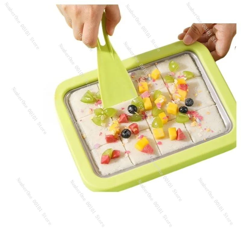 Joghurt- und Eiswürfel-Eismaschine, Mini-Eiscreme-Pfanne für zu Hause, DIY-Gerät für gefrorene Desserts für Kinder, tragbar ohne Stromanschluss