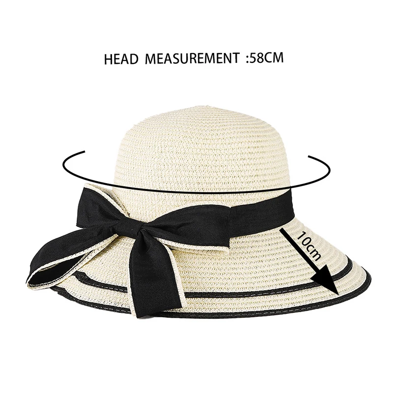 Female Summer Straw Hat Big Wide Brim Beach Sun Hat Straw Floppy Sun Block UV Protection Hat Ladies Outdoor Travel Straw Hat