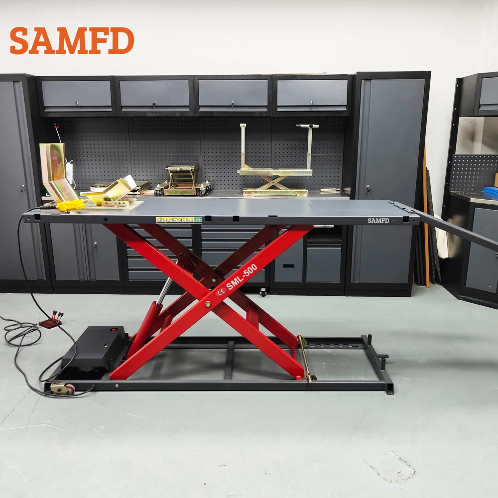 Electric Hydraulic Motorcycle Stand Lift Ramp with 700kg Lifting Capacity motorcycle Scissor Lift Table view 6