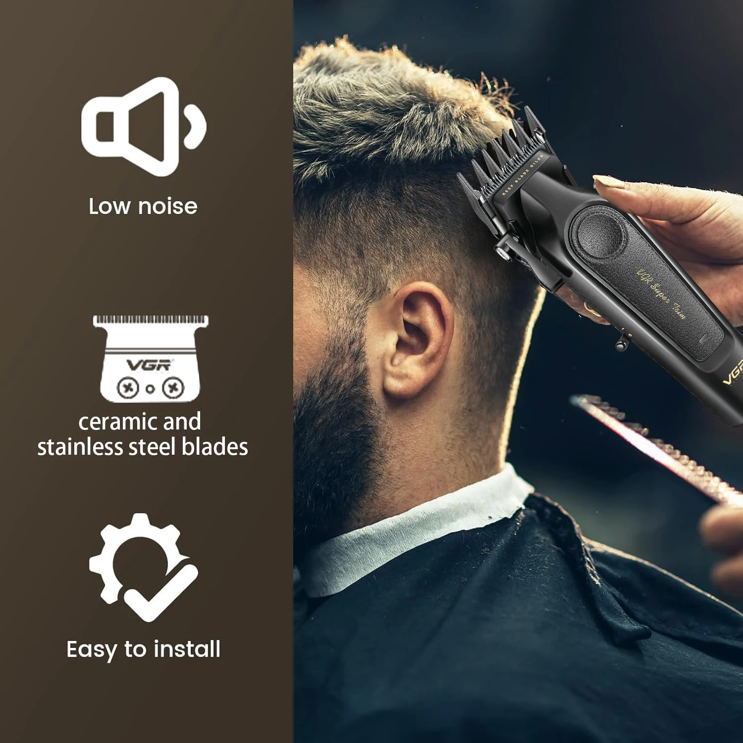 VGR トリマーマンプロフェッショナル Ceramic197 ヘアカット機タイプ C バリカン男ワイヤレス理容室 45