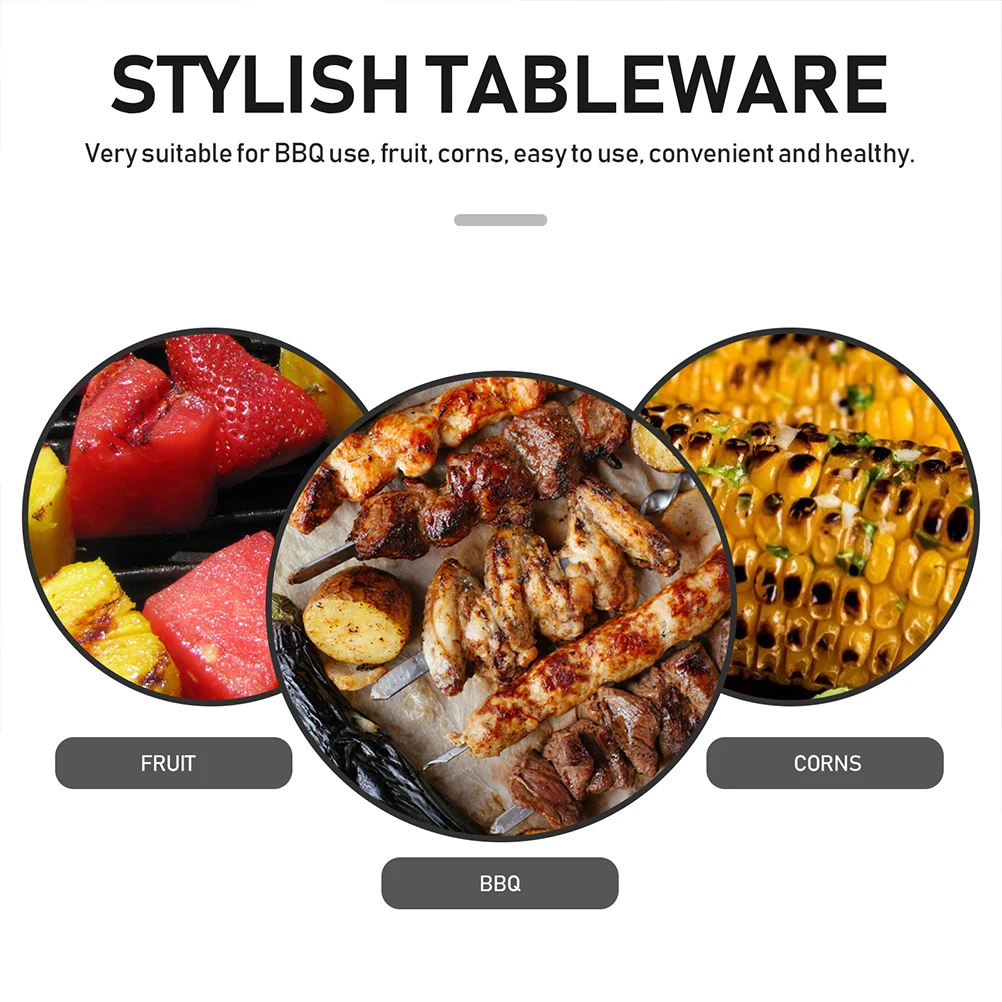 

20pcs Stainless Steel Corn Fork BBQ Accessories Reusable Fruit Holder Skewers Compact Camping Tools Kitchen Bar