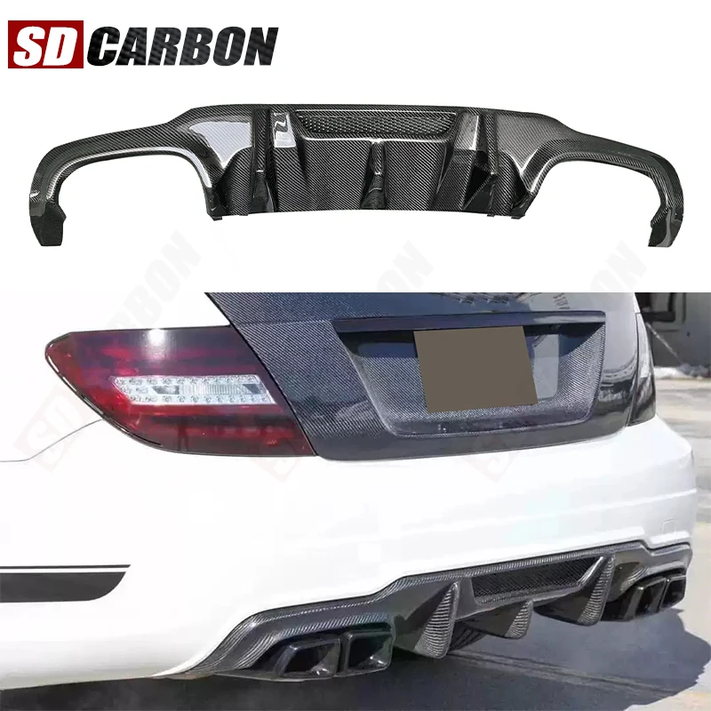

For Mercedes Benz C Class W204 2012-2014 C63 Carbon Fiber Rear Diffuser Rear Bumper Splitter Lip Diffuser Cover Body Kit