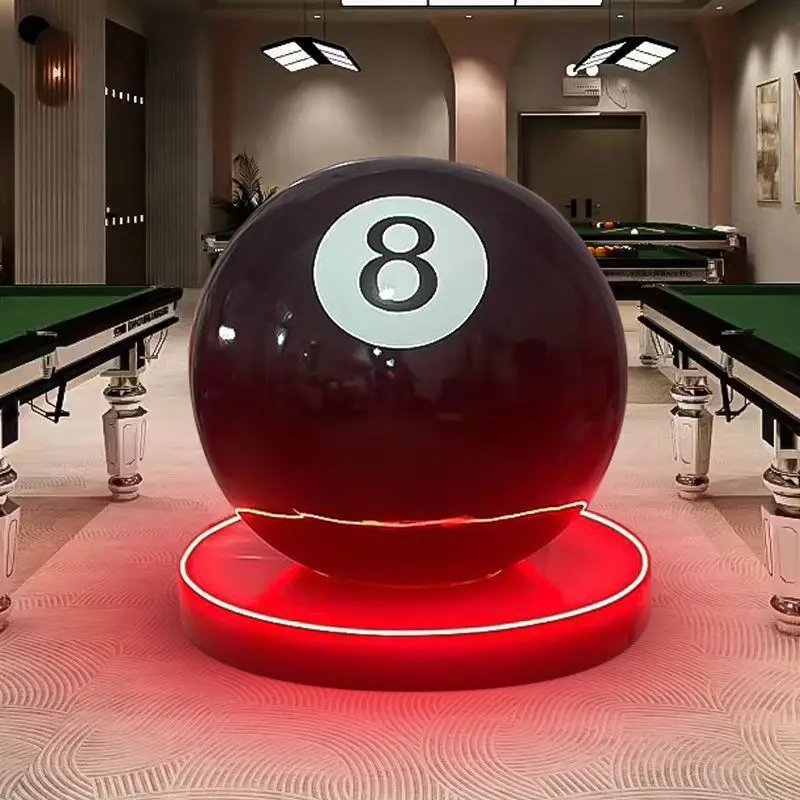 

Black eight billiards large ornament fiberglass billiard hall drainage clock in photo sculpture