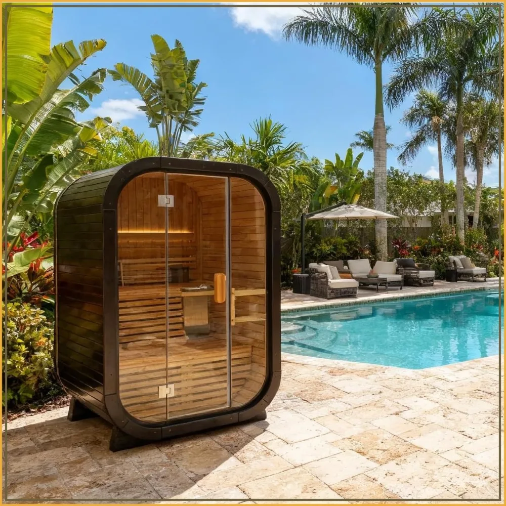 Outdoor Barrel Sauna for 2-4 Person, Canadian Wood Spa with 4.5KW Stove, Spruce