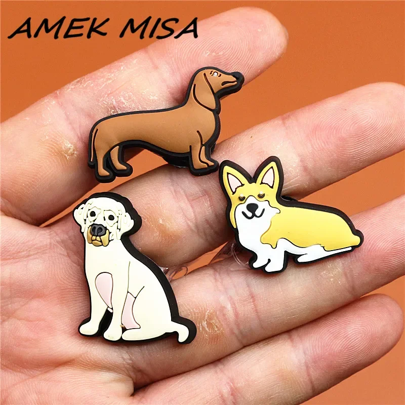 1 stücke original Haustiere Schuhs chnalle Zubehör niedlichen Labrador Corgi Dackel Schuhe Charms Dekoration Mops Bulldogge Clog Pin Kinder Geschenke