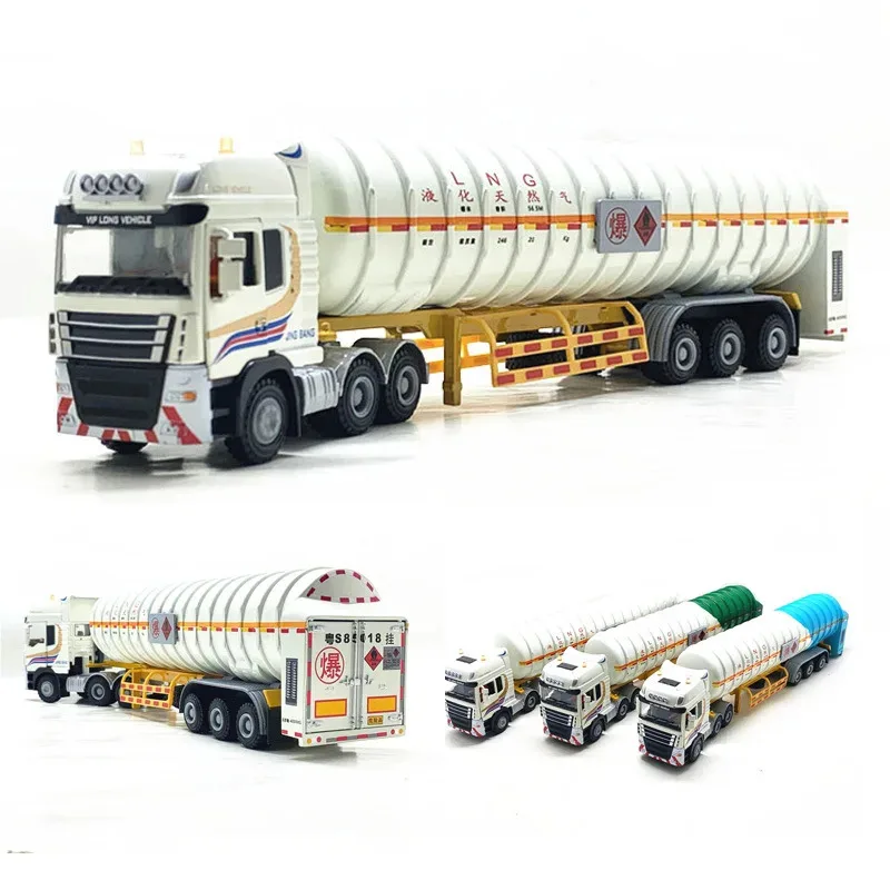 

TOPMAYA 1:50 Boxed Natural Gas Tanker Liquefied Gas Lng Transport Vehicle Car Body Simulation Alloy Engineering Vehicle Tank Tru