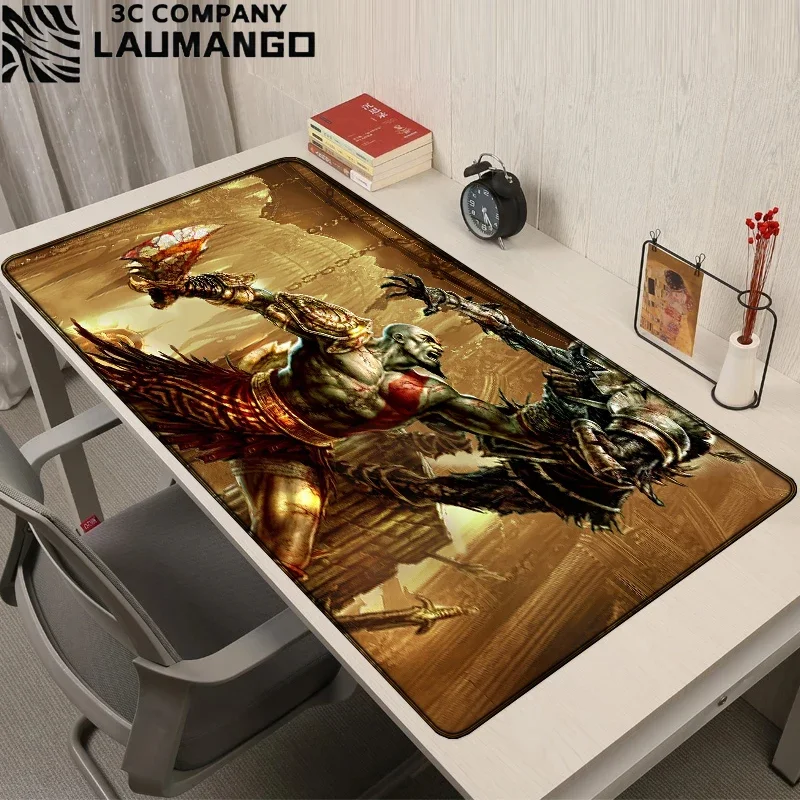 Alas Mouse God of War untuk Laptop Gaming, Alas Mouse Kartun Ukuran Besar, Alas Mouse Gamer Anime, Alas Keyboard, Aksesoris Meja, Alas Meja