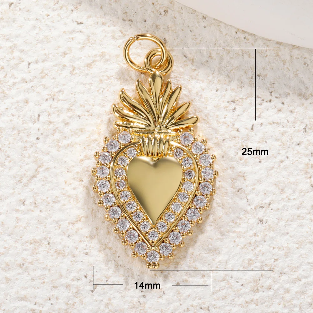 Diy Phone Charm Christmas Luxury Copper Gold-Plated Zircon Crown Heart Pendant Bag Charms Bracelet Necklace Jewelry Accessories