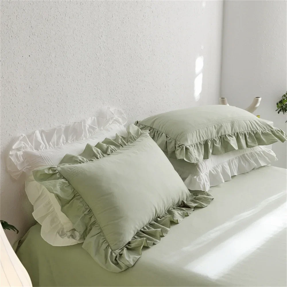 Imagem -03 - Svetanya Luz Verde Flounce 600tc Bedding Conjunto Algodão Egípcio Duvet Cover Conjunto Queen King Size Bedlinens Folha Equipada