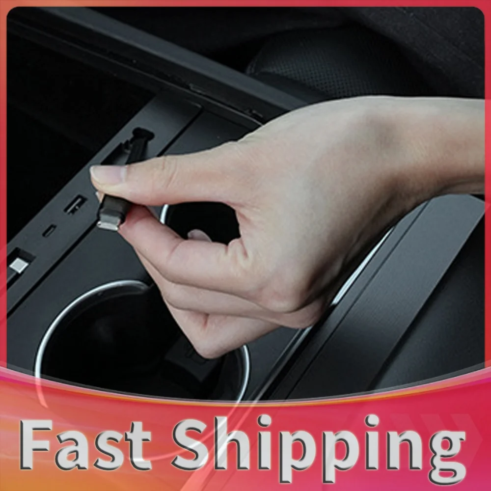4 in 1 Multi Port Fast Charger Docking Station 60W Dual Type-C Retractable Cables Muti-Ports Charging Hub for Center Console