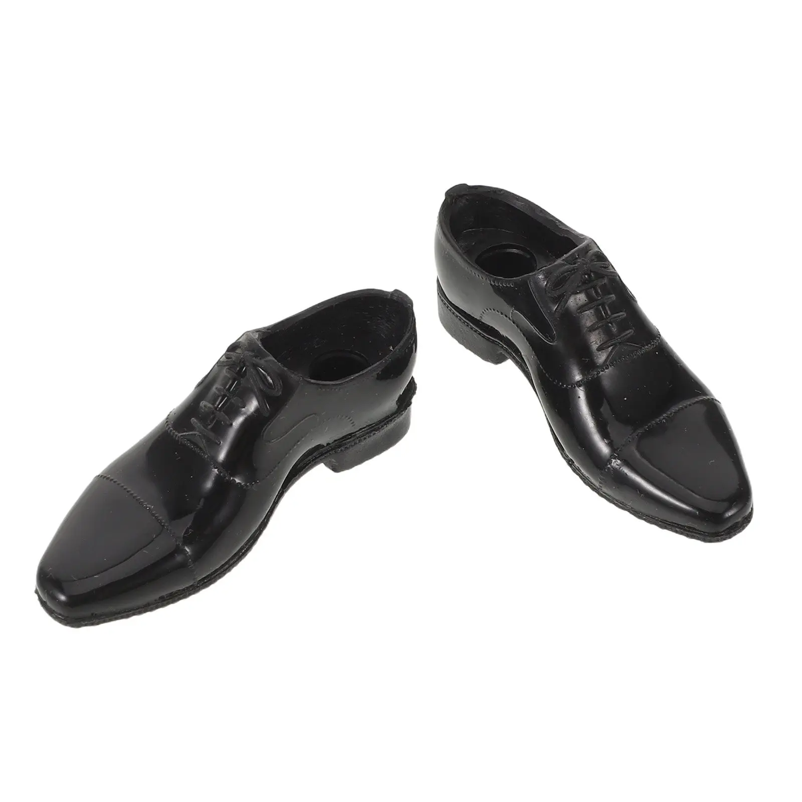 1Pair Black 12inch Male Soldier Shoes Miniature Action Figure Footwear Dollhouse Accessories Dress Boots Toy Figure Footwear