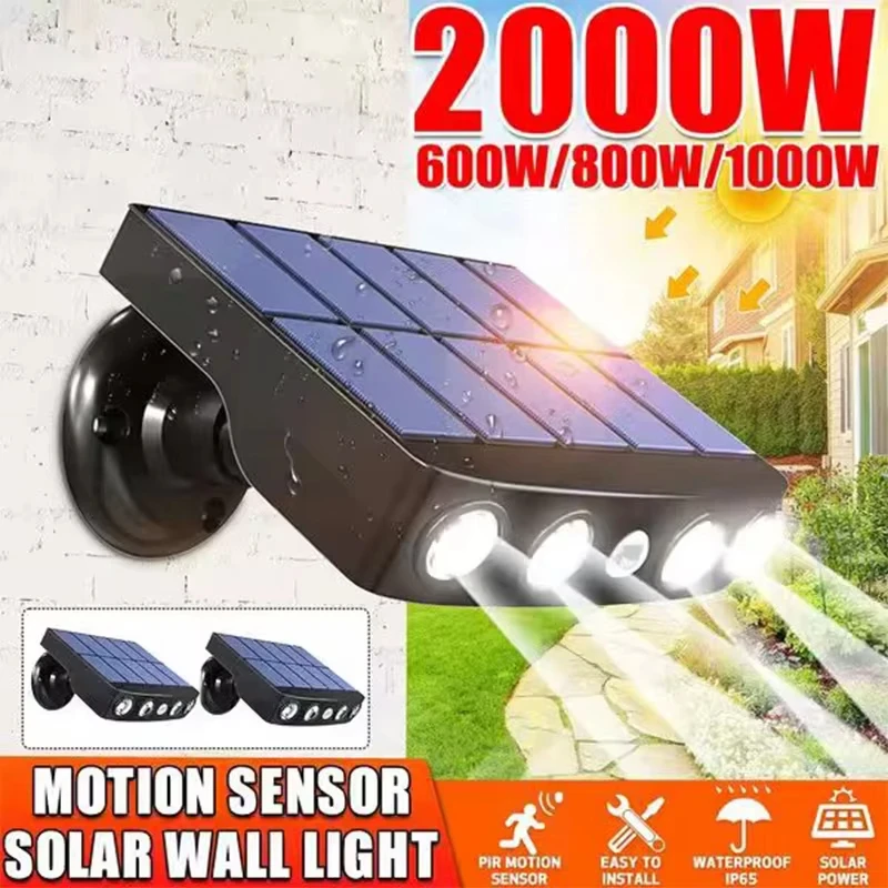 Powerful 4 LED Solar Security Lights Outdoor Decor Sensor Motion 3 Modes Street Waterproof Lamp Wall Night Work Light for Garden