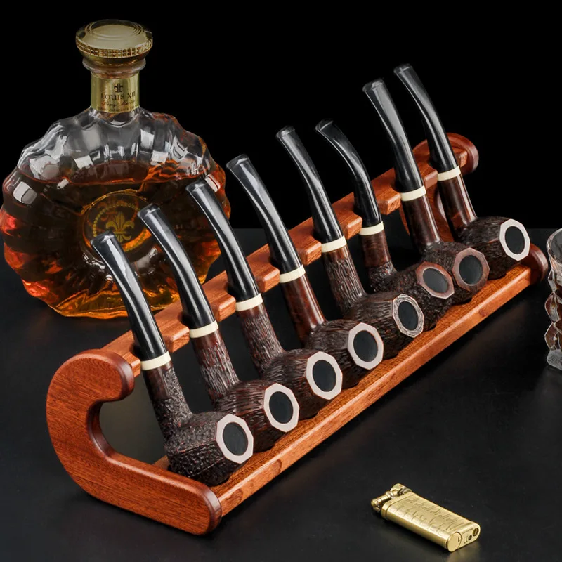 8Tobacco Pipe Wooden Stand Made of Imported North American Walnut, for Display Briar Pipe Collecti Pipe Accessor