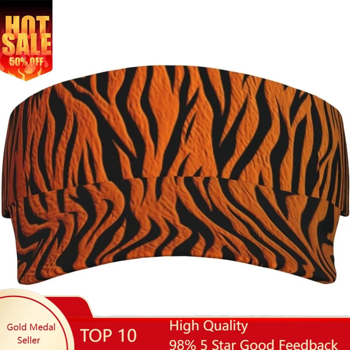 

Tiger Stripes Orange Sports Hat Adjustable Sun Caps for Men Women Golf CapSun Visor Hats Empty Top Baseball Cap