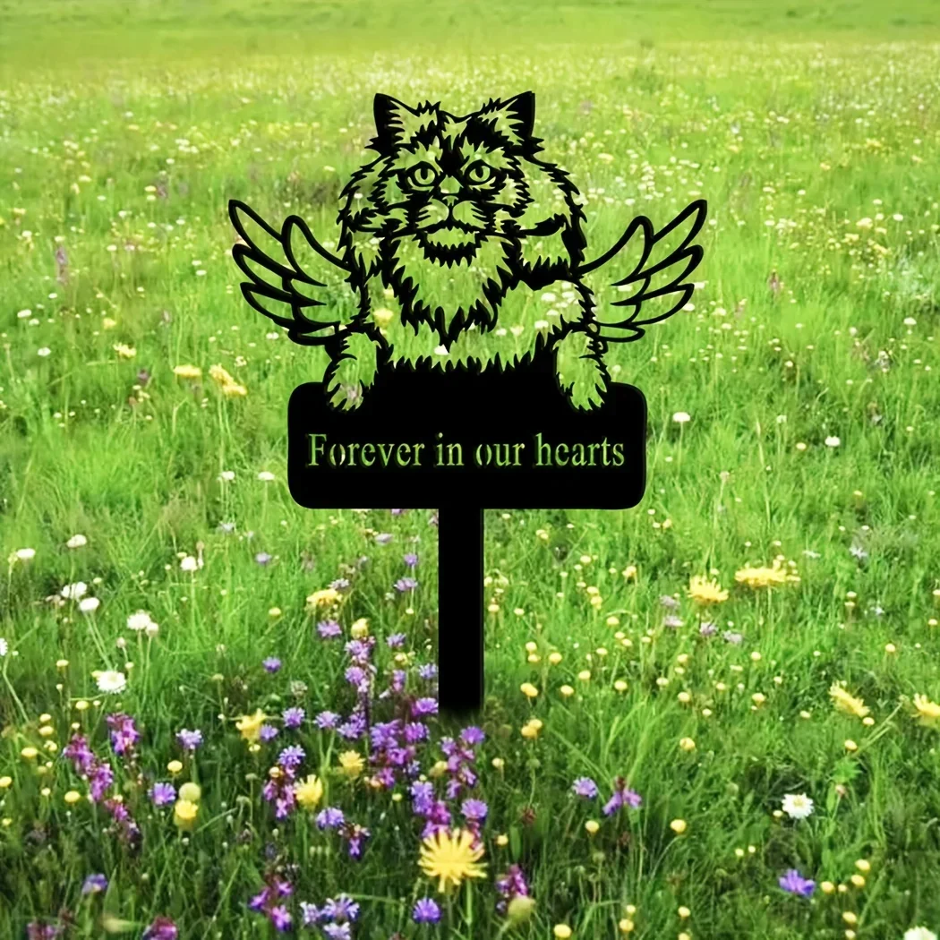 1pc Selkirk Rex Cat Memorial Stake, Metal Stake, Sympathy Sign, Pet Grave Marker, Remembrance Stake for Garden Patio Decorations