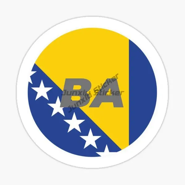 BIH Bosnia and Herzegovina Flag Emblem Creative PVC Accessories Stickers for Decorate Car Wall Bicycle Table Helmet Bumper