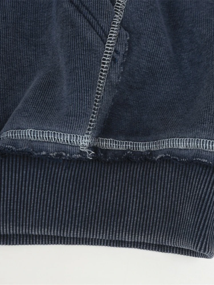 سويت شيرت رجالي بقلنسوة عتيق ملابس الشارع الشهير بسحاب عالي الجودة بتصميم حافة فضفاضة غير رسمية موضة الخريف والربيع