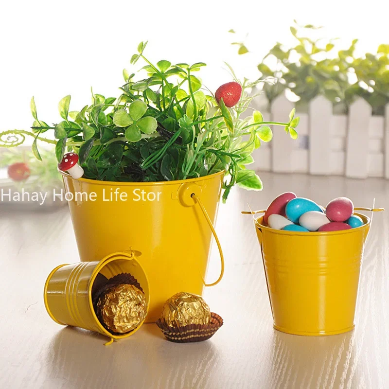 3 Size Mini Metal Bucket Wedding Decoration Candy Box Flower Pot Table Decor Birthday Party Decoration Kids Baby Shower Supplies