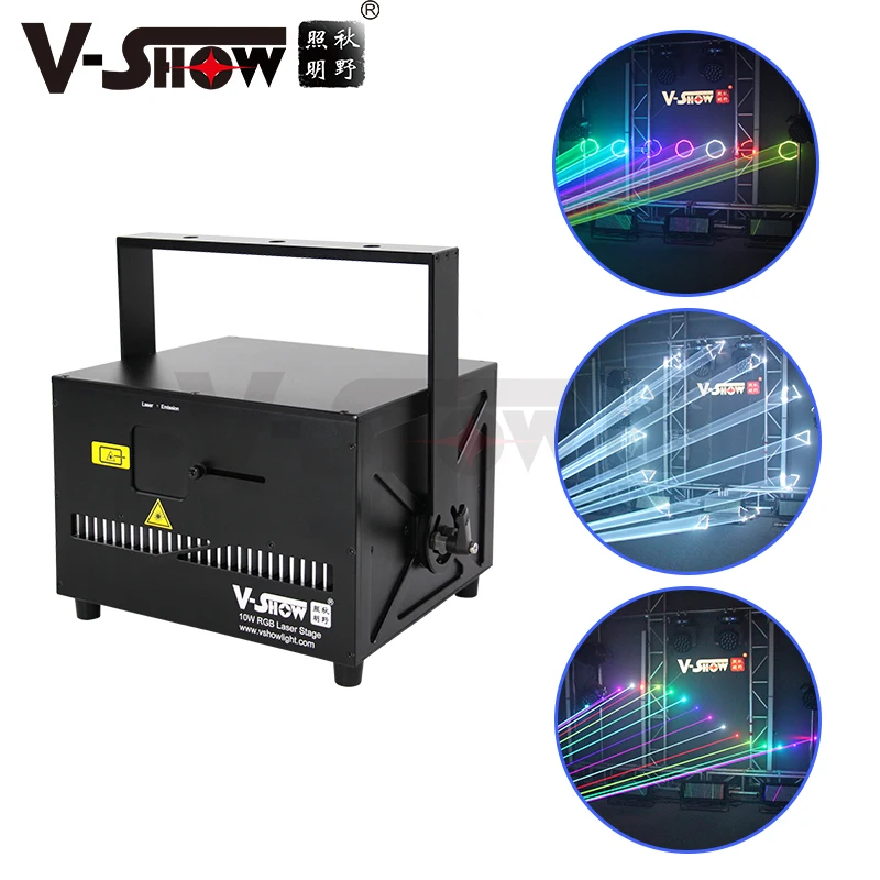 VSHOW 10W RGB Animation Silnet Laser Fanless Satge Light Programmable Projector Dj Light For Bar Disco Church