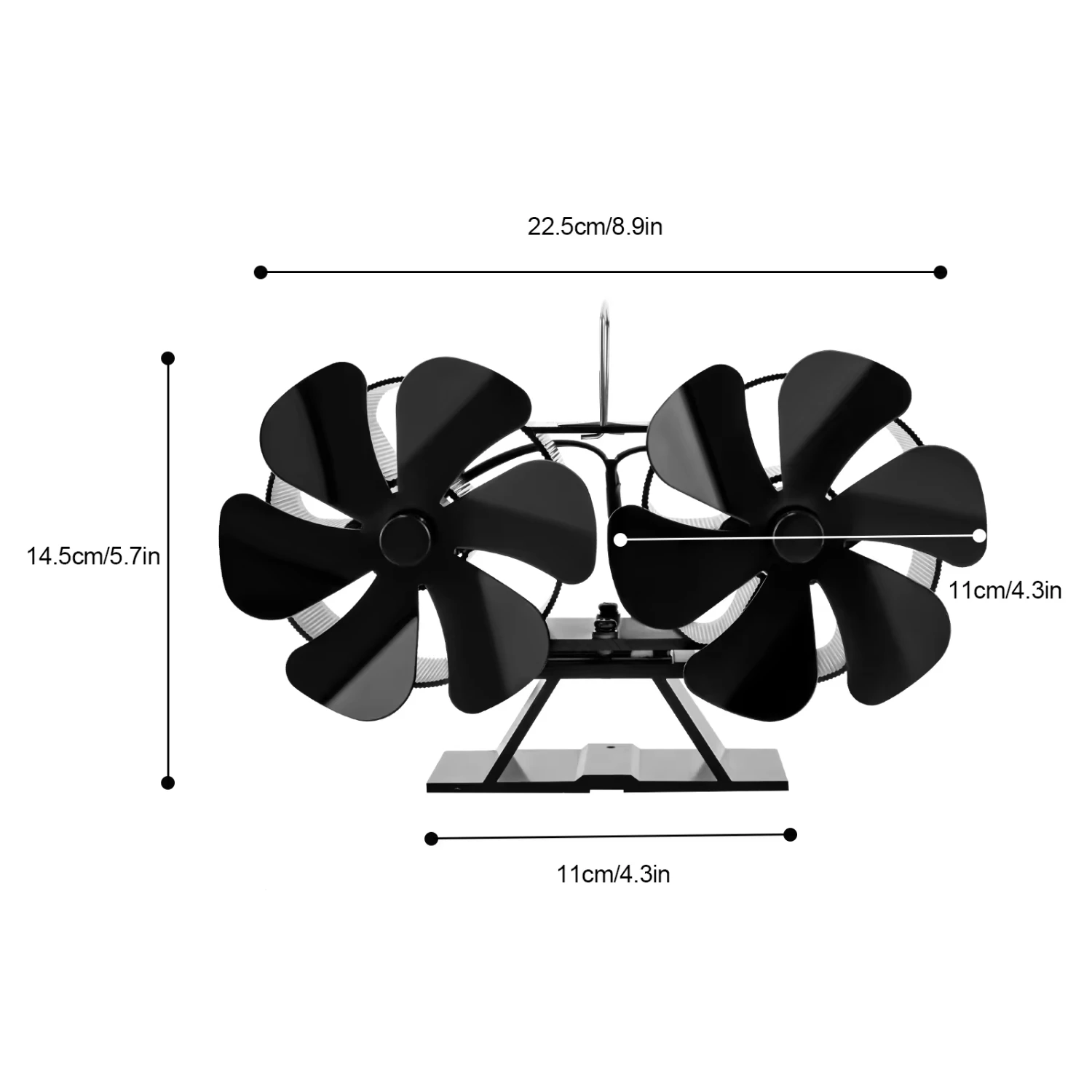 Wood Stove Fan Heat Powered Non- 12 Blade Fireplace Fan  Wood Burning Stove Dual Motors