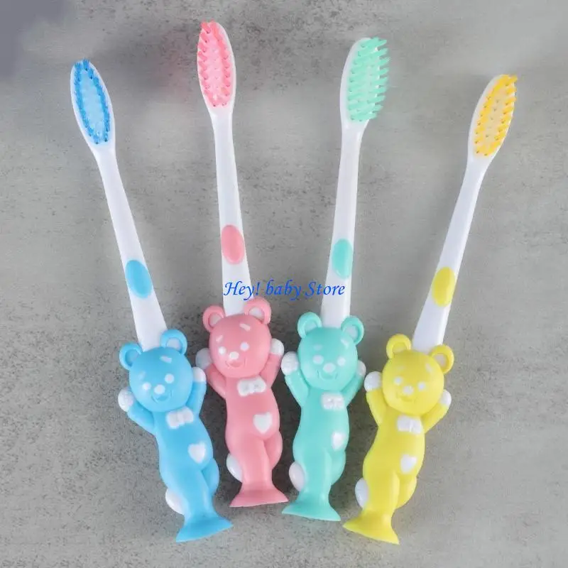 Q1FE 4pcs simpatico colore delle caramelle a colori spazzolini per bambini per i denti per setoli morbidi denti Bruolina per