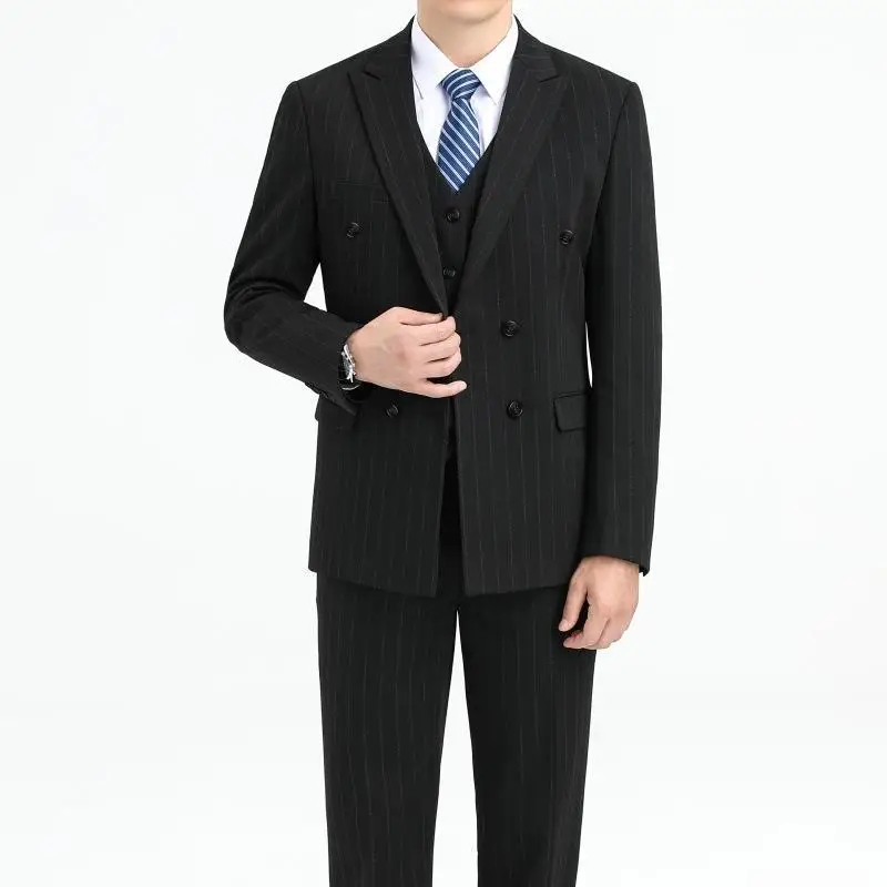 

(055) Men's suits, formal wear, striped style, cool business casual Korean style men's suits