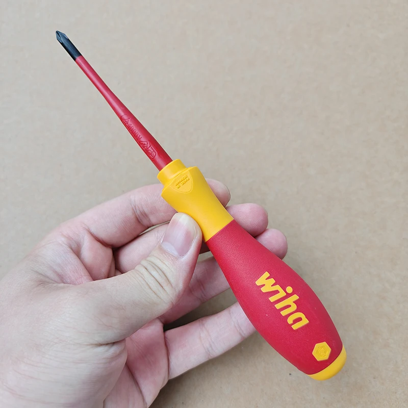 Wiha 35393 SoftFinish slimFix VDE Insulated Screwdriver PH1 x 80mm 1000V AC Electrician Screwdriver IEC 60900 Certified
