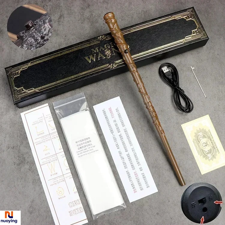 Beast Kingdom Wizard Magic Wand met vuurspuwende effecten, gloeiende cosplay-accessoire, Halloween- en kerstspeelgoed