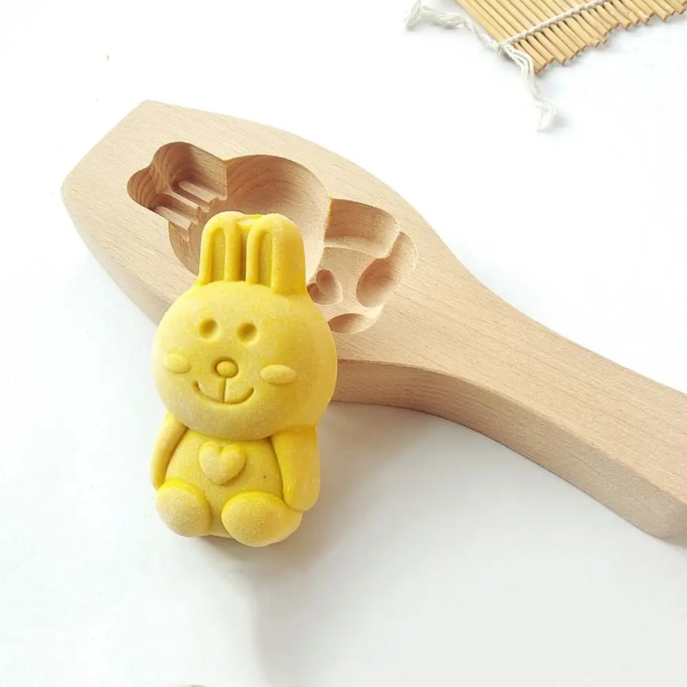 Pastry Mold Wooden Animal Shape Mooncake Mold Hand-Press 3D Mung Bean Cake Mold DIY Embossed Steamed Bun Mold Spring Festival