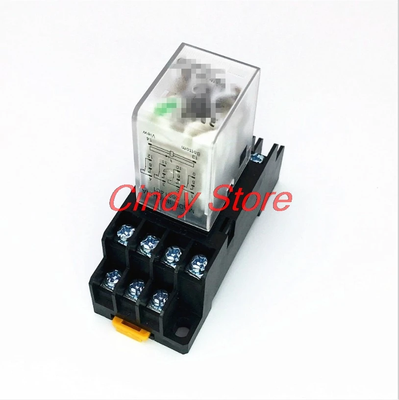 12VDC 24VDC 24VAC 110VAC 220VAC 3A Coil Power Relay MY4NJ HH54PL 14Pins 4PDT With PYF14A Socket Base