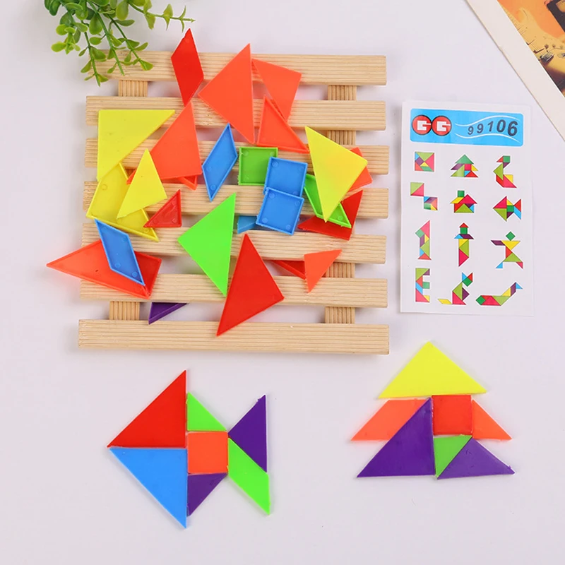 10bag/lot Mini Tangram Puzzle Colorful Puzzle Parent-child Game Toys Kids Birthday Gifts Party Favors Treat School Goodie Filler