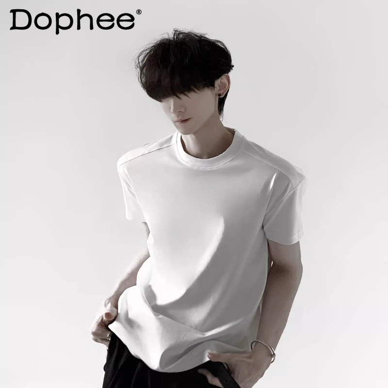 

Fashion Slimming Short Sleeve Solid Color Tops Men's 2026 Spring New Round Neck Simple Tees Male Handsome Cool Comfort T-Shirts