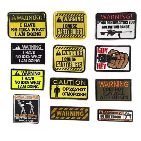 Warning I Have No Idea What I Am Doing Tactical Badge Clothes Applique Funny Warning Words Embroidery Patches For Backpack,Vest