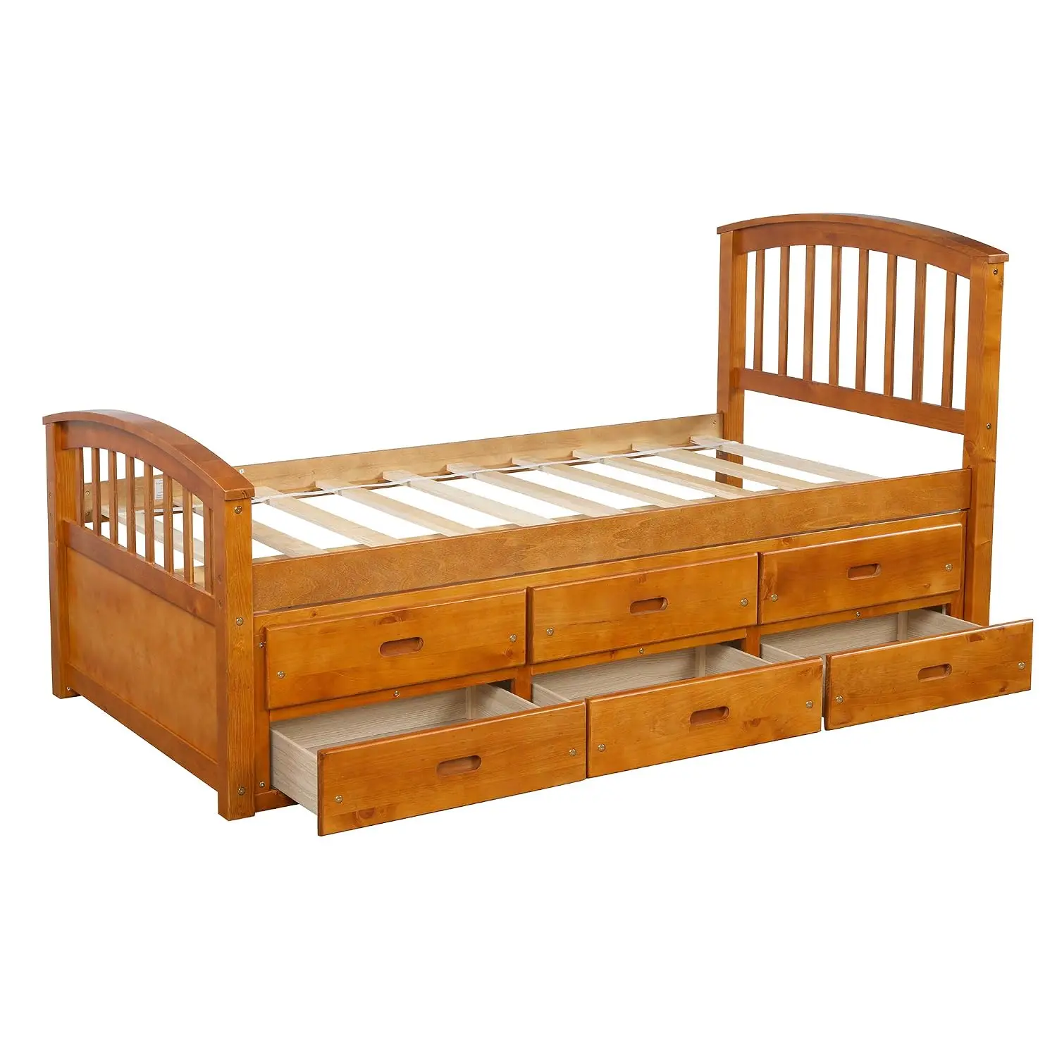 Twin Storage Bed Platform 6 Drawers Wood Daybed Frame with Headboard Footboard for Kids Teens Guests, Customized