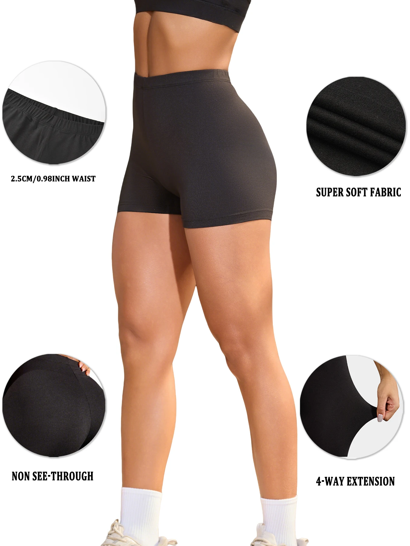 5 قطع من شورتات راكبي الدراجات النارية للنساء فائقة النعومة ولا شفافة من خلال التمارين الرياضية واليوجا والجري وركوب الدراجات واللياقة البدنية ملابس رياضية نسائية #3