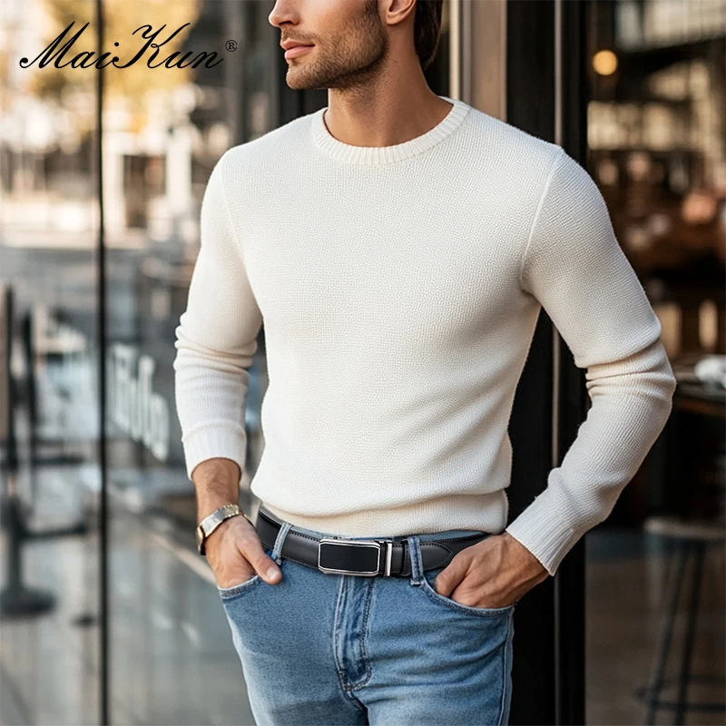 Picture 7: Maikun Leather Ratchet Belt For Men Click Leather Belt Adjustable Buckle Trim To Fit Black Brown