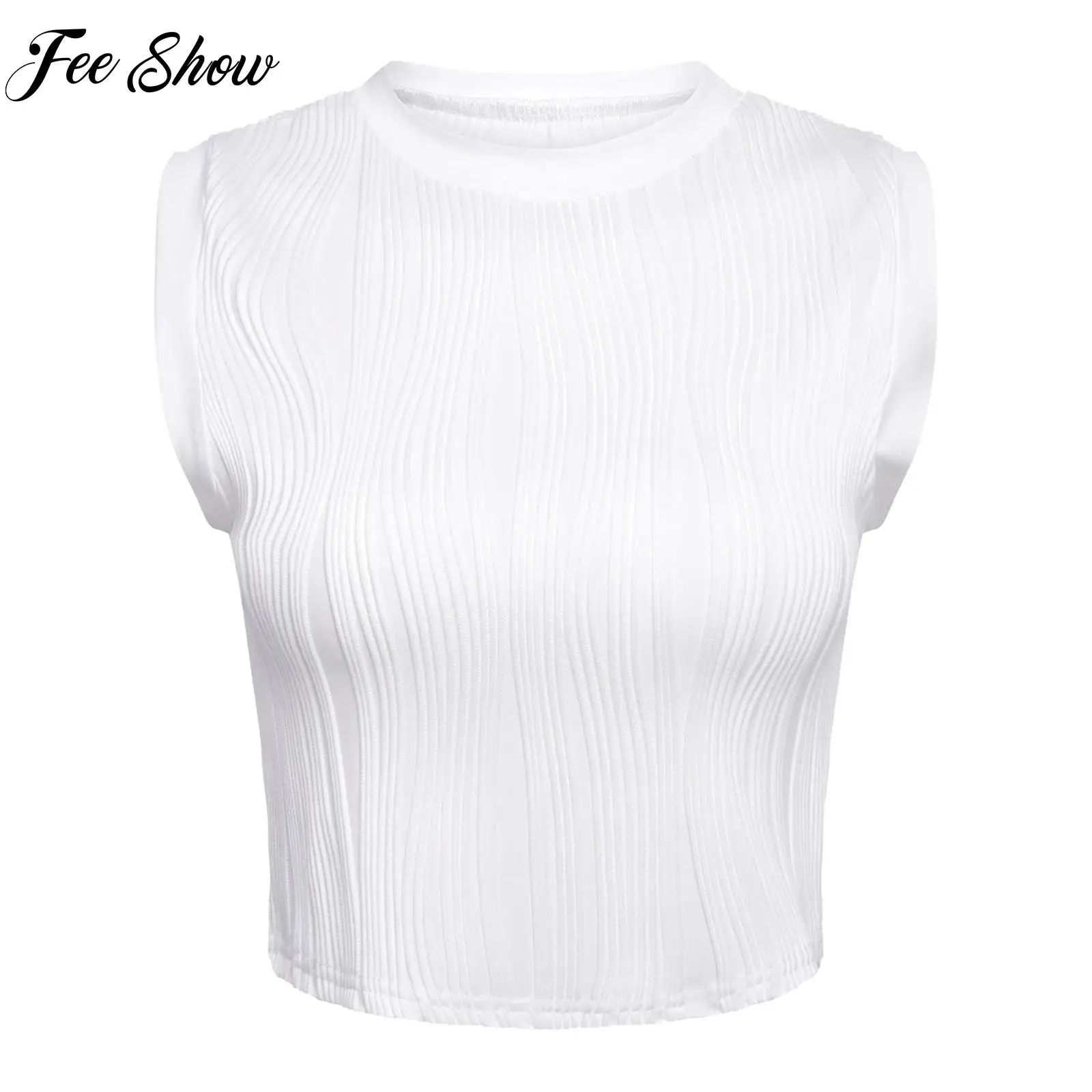 

Womens Workout Tops Sleeveless Ribbed Textured Vest Female Soft Slim Fit Crop Top for Yoga Sports Gym Workout Exercise Running